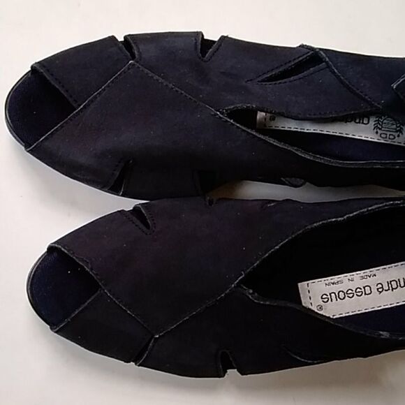Vintage Handmade Navy Blue Suede Women shoes Size 7 - Picture 13 of 13